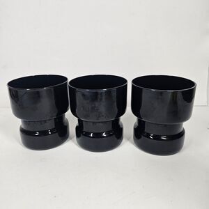 3 Black Glasses Glossy Opaque MCM Vintage Geometric Cylinder Retro